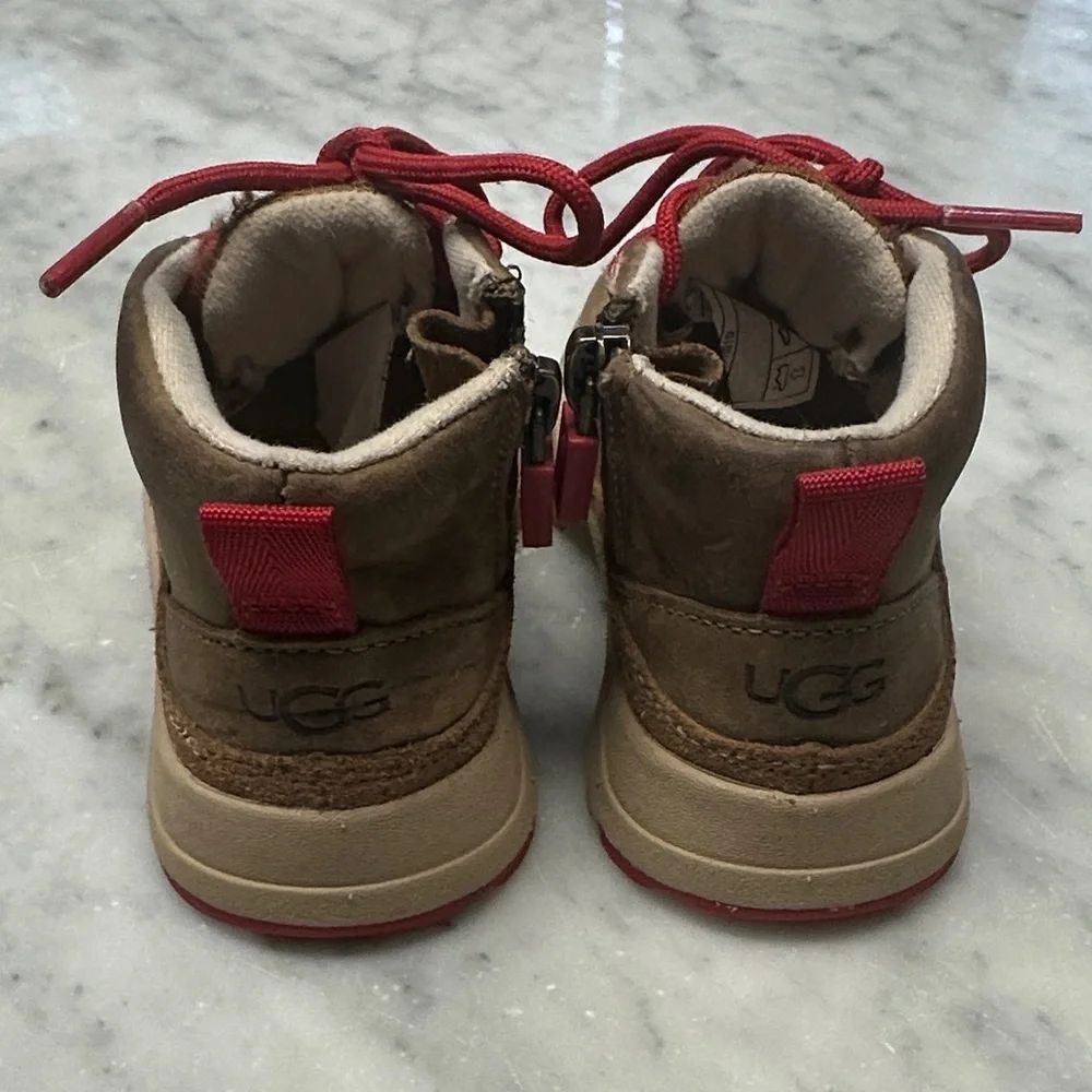 Brown Ugg Boots with Red Accents